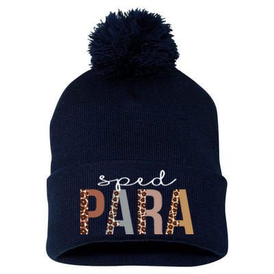 Sped Para Leopard Appreciation Funny For Women For Work Pom Pom 12in Knit Beanie