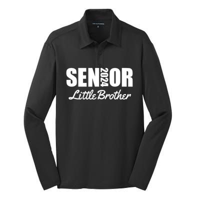 Senior Proud Little Brother Of A Senior Class Of 2024 Silk Touch Performance Long Sleeve Polo