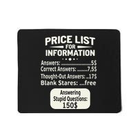 Sarcastic Price List For Information Funny Work Saying Mousepad