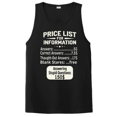 Sarcastic Price List For Information Funny Work Saying PosiCharge Competitor Tank