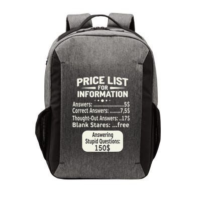 Sarcastic Price List For Information Funny Work Saying Vector Backpack