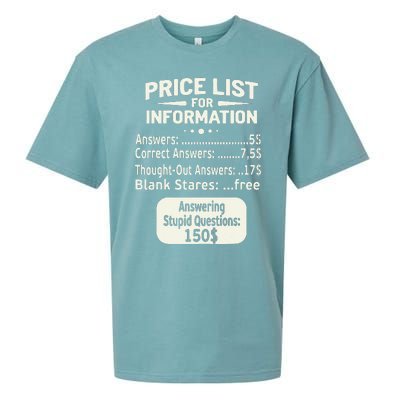 Sarcastic Price List For Information Funny Work Saying Sueded Cloud Jersey T-Shirt