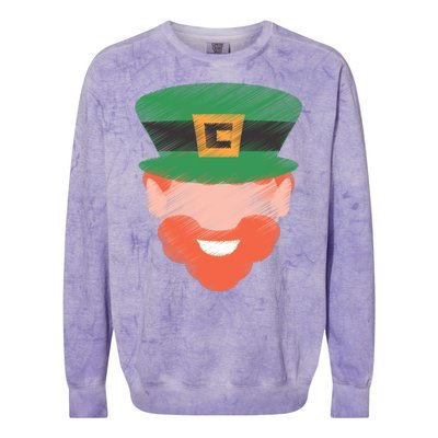 St Patrick Leprechaun Head Colorblast Crewneck Sweatshirt