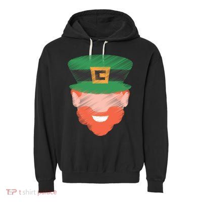 St Patrick Leprechaun Head Garment-Dyed Fleece Hoodie