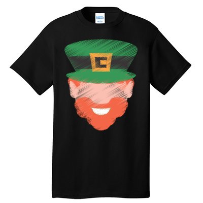 St Patrick Leprechaun Head Tall T-Shirt