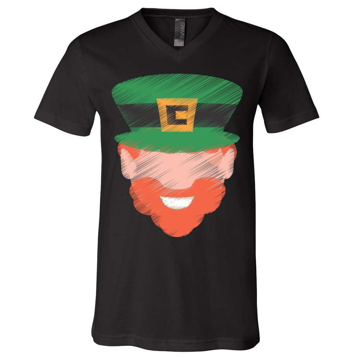 St Patrick Leprechaun Head V-Neck T-Shirt