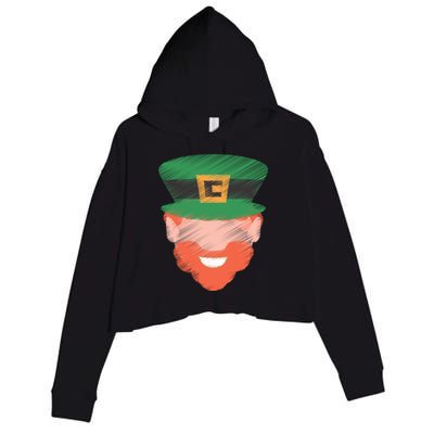 St Patrick Leprechaun Head Crop Fleece Hoodie