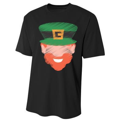 St Patrick Leprechaun Head Performance Sprint T-Shirt