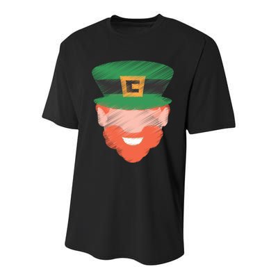 St Patrick Leprechaun Head Youth Performance Sprint T-Shirt