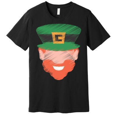 St Patrick Leprechaun Head Premium T-Shirt