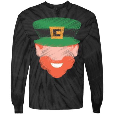 St Patrick Leprechaun Head Tie-Dye Long Sleeve Shirt