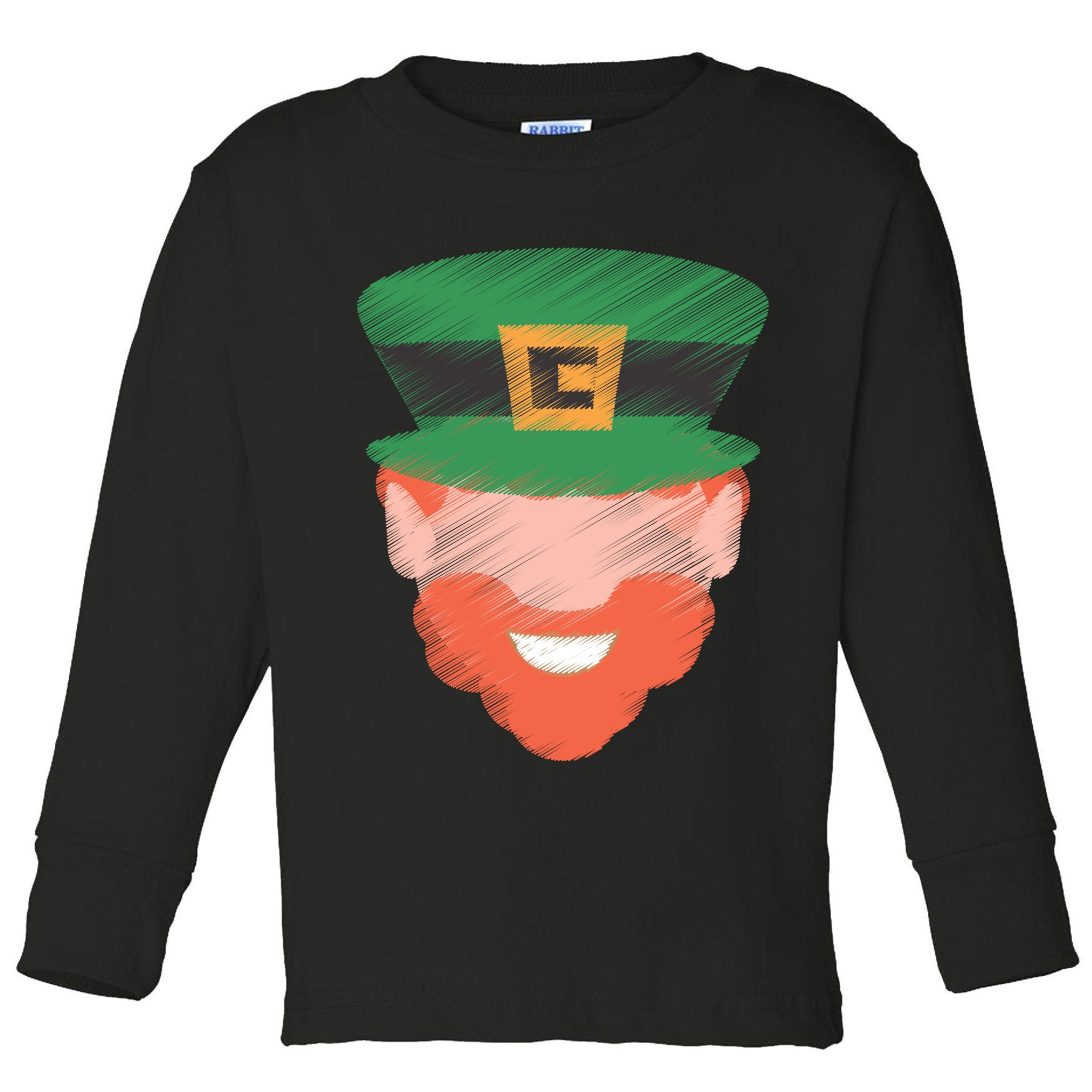 St Patrick Leprechaun Head Toddler Long Sleeve Shirt
