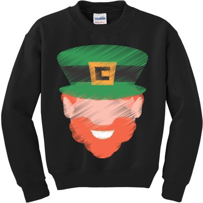 St Patrick Leprechaun Head Kids Sweatshirt