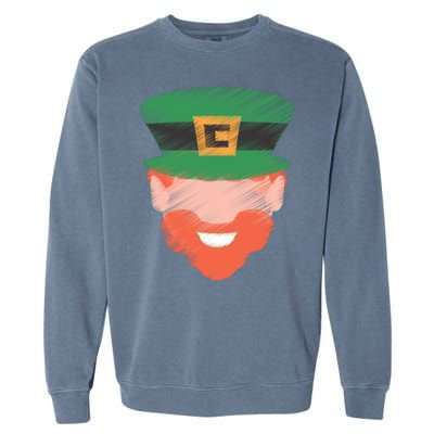 St Patrick Leprechaun Head Garment-Dyed Sweatshirt