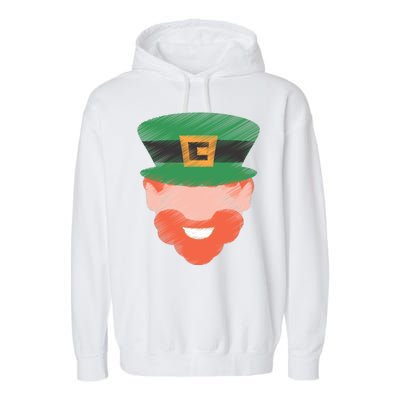 St Patrick Leprechaun Head Garment-Dyed Fleece Hoodie