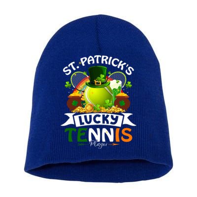 St Patrick's Lucky Tennis Player Shamrock And Glass Of Beer Great Gift Short Acrylic Beanie