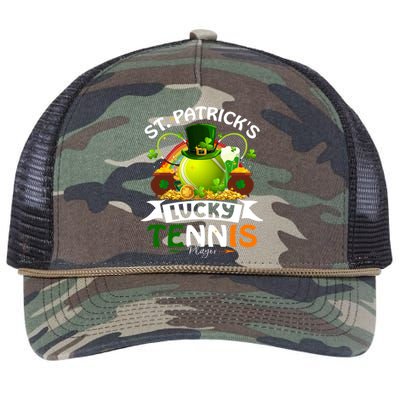 St Patrick's Lucky Tennis Player Shamrock And Glass Of Beer Great Gift Retro Rope Trucker Hat Cap