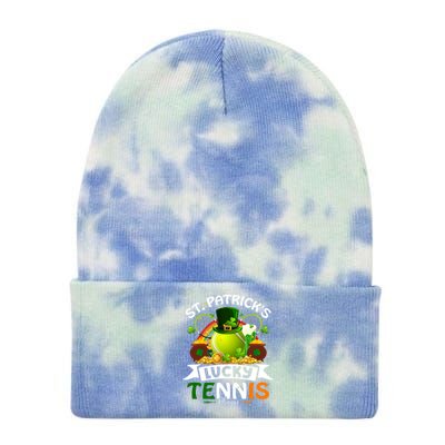 St Patrick's Lucky Tennis Player Shamrock And Glass Of Beer Great Gift Tie Dye 12in Knit Beanie