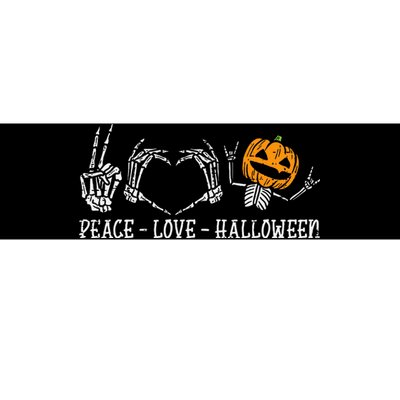 Skeleton Peace Love Pumpkin Halloween Bumper Sticker