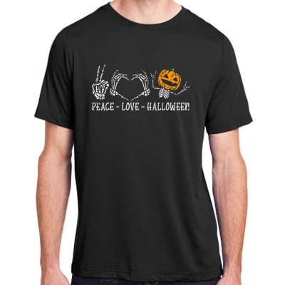 Skeleton Peace Love Pumpkin Halloween Adult ChromaSoft Performance T-Shirt