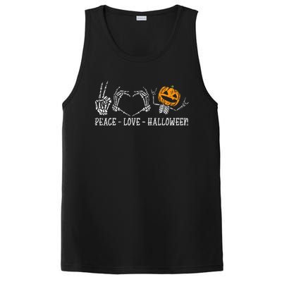 Skeleton Peace Love Pumpkin Halloween PosiCharge Competitor Tank