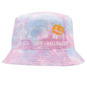 Skeleton Peace Love Pumpkin Halloween Tie-Dyed Bucket Hat