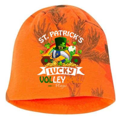 St Patrick's Lucky Volleyball Player Shamrock Glass Of Beer Gift Kati - Camo Knit Beanie