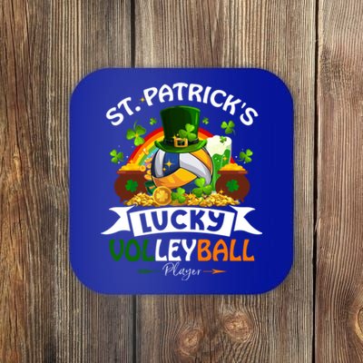 St Patrick's Lucky Volleyball Player Shamrock Glass Of Beer Gift Coaster