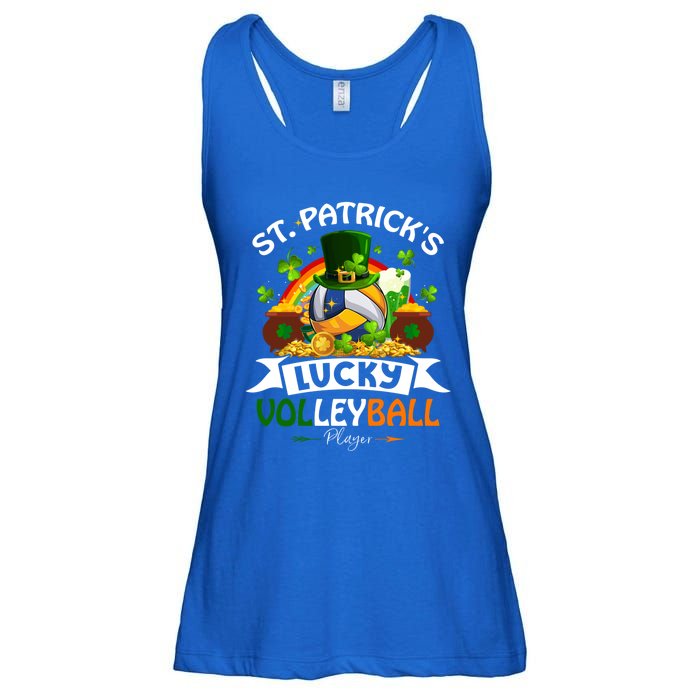 St Patrick's Lucky Volleyball Player Shamrock Glass Of Beer Gift Ladies Essential Flowy Tank