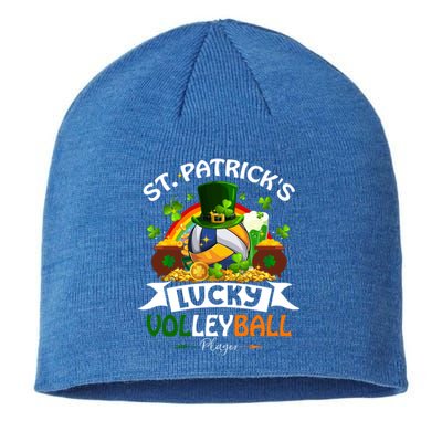 St Patrick's Lucky Volleyball Player Shamrock Glass Of Beer Gift Sustainable Beanie