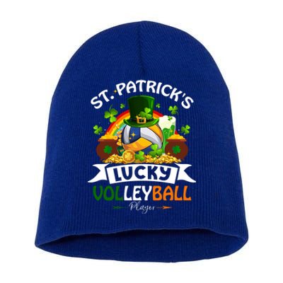 St Patrick's Lucky Volleyball Player Shamrock Glass Of Beer Gift Short Acrylic Beanie