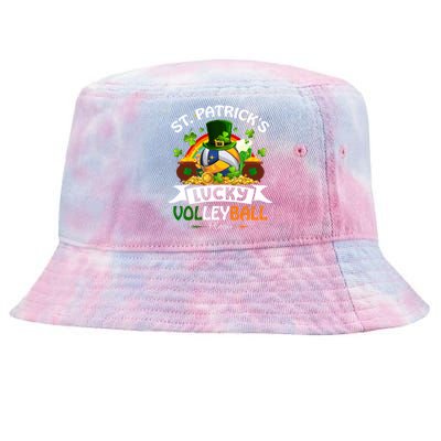 St Patrick's Lucky Volleyball Player Shamrock Glass Of Beer Gift Tie-Dyed Bucket Hat