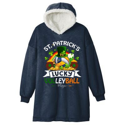 St Patrick's Lucky Volleyball Player Shamrock Glass Of Beer Gift Hooded Wearable Blanket