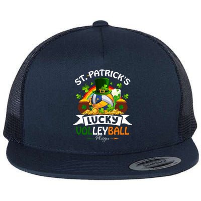 St Patrick's Lucky Volleyball Player Shamrock Glass Of Beer Gift Flat Bill Trucker Hat