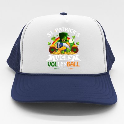 St Patrick's Lucky Volleyball Player Shamrock Glass Of Beer Gift Trucker Hat