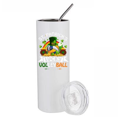 St Patrick's Lucky Volleyball Player Shamrock Glass Of Beer Gift Stainless Steel Tumbler