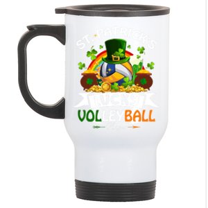 St Patrick's Lucky Volleyball Player Shamrock Glass Of Beer Gift Stainless Steel Travel Mug