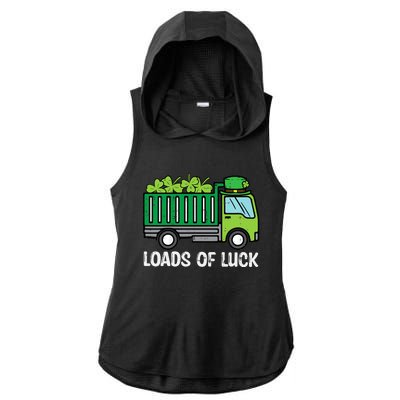 St Patricks Loads Of Luck Dump Truck Paddys Day Boy Ladies PosiCharge Tri-Blend Wicking Draft Hoodie Tank