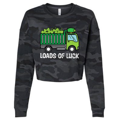 St Patricks Loads Of Luck Dump Truck Paddys Day Boy Cropped Pullover Crew