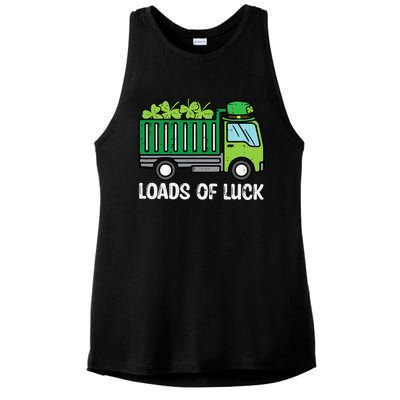 St Patricks Loads Of Luck Dump Truck Paddys Day Boy Ladies PosiCharge Tri-Blend Wicking Tank