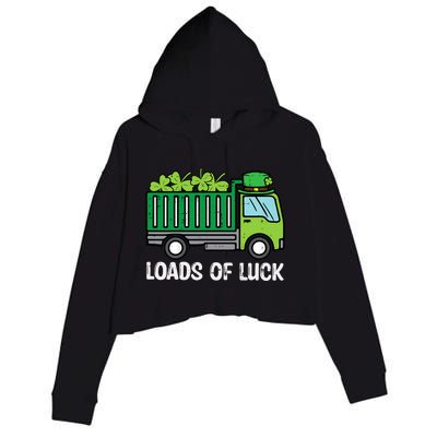 St Patricks Loads Of Luck Dump Truck Paddys Day Boy Crop Fleece Hoodie