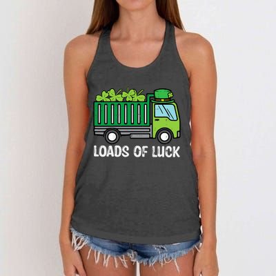 St Patricks Loads Of Luck Dump Truck Paddys Day Boy Women's Knotted Racerback Tank