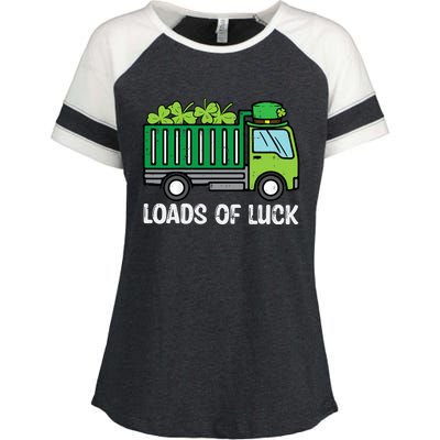 St Patricks Loads Of Luck Dump Truck Paddys Day Boy Enza Ladies Jersey Colorblock Tee