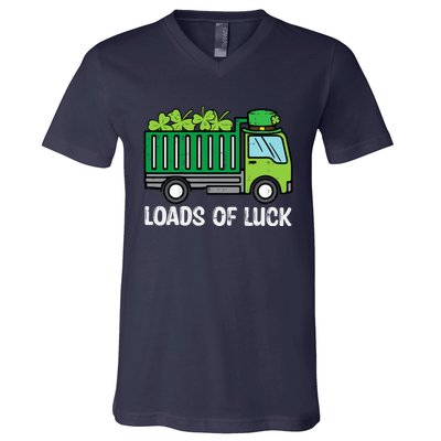 St Patricks Loads Of Luck Dump Truck Paddys Day Boy V-Neck T-Shirt