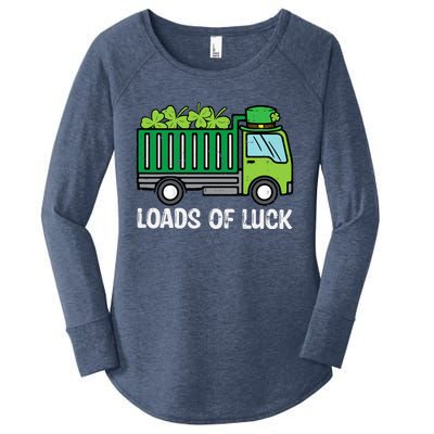 St Patricks Loads Of Luck Dump Truck Paddys Day Boy Women's Perfect Tri Tunic Long Sleeve Shirt