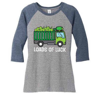 St Patricks Loads Of Luck Dump Truck Paddys Day Boy Women's Tri-Blend 3/4-Sleeve Raglan Shirt