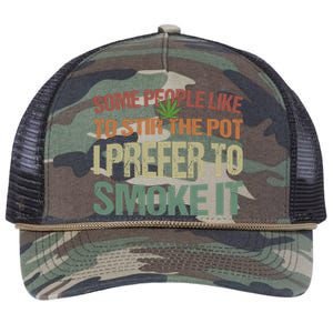 Some People Like To Stir The Pot I Prefer To Smoke It Funny Retro Rope Trucker Hat Cap