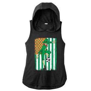 Soccer Player Leprechaun Irish American Flag St Patricks Day Gift Ladies PosiCharge Tri-Blend Wicking Draft Hoodie Tank