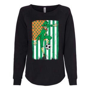 Soccer Player Leprechaun Irish American Flag St Patricks Day Gift Womens California Wash Sweatshirt