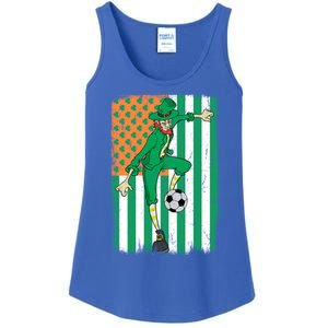 Soccer Player Leprechaun Irish American Flag St Patricks Day Gift Ladies Essential Tank